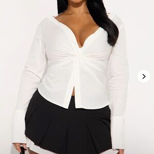 Do You Mind Off Shoulder Poplin Top - White